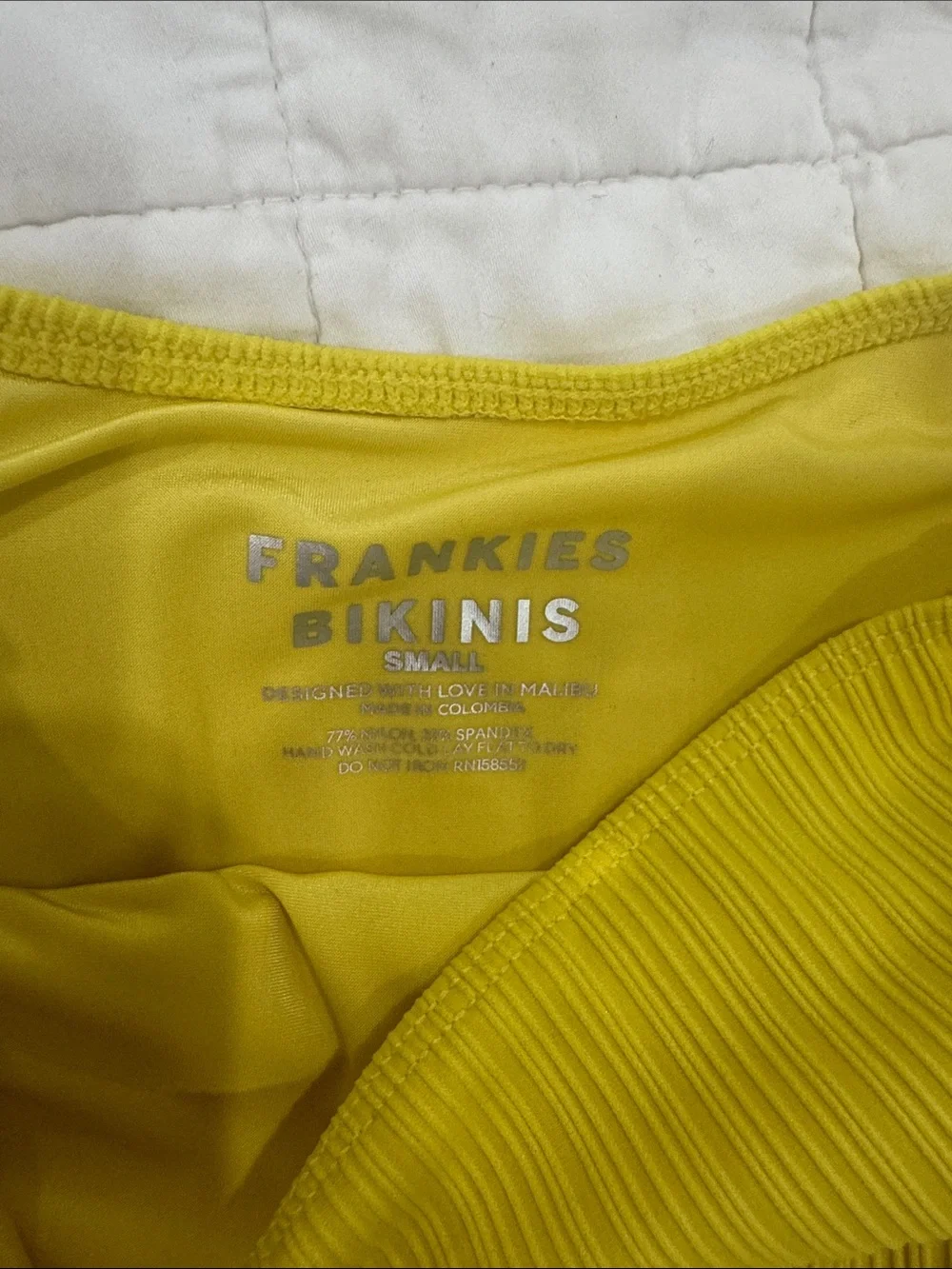 Frankie's Bikinis Bright Yellow High-Waist Ribbed Bikini